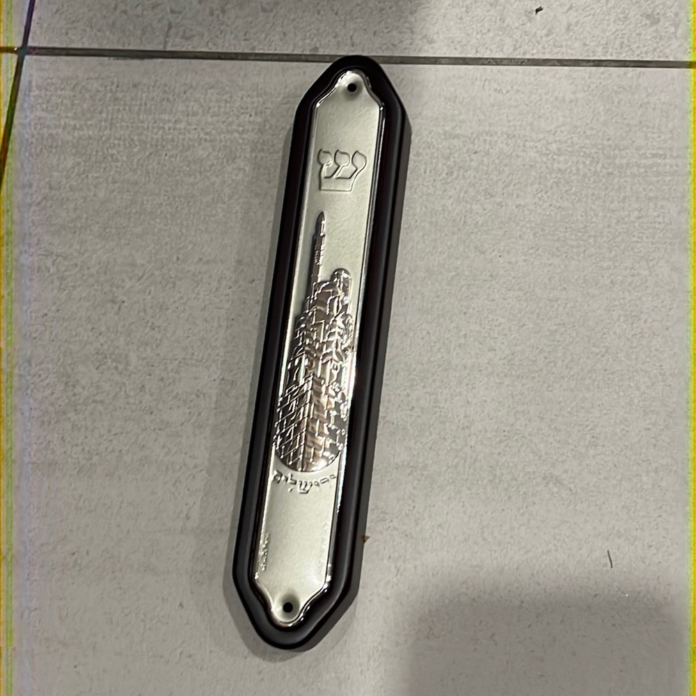 Hazorfim wood and silver mezuzah